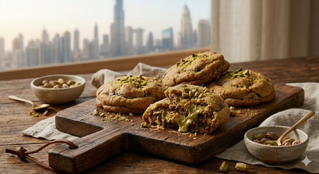 dubai chocolate recipe cookie version with pistachio filling