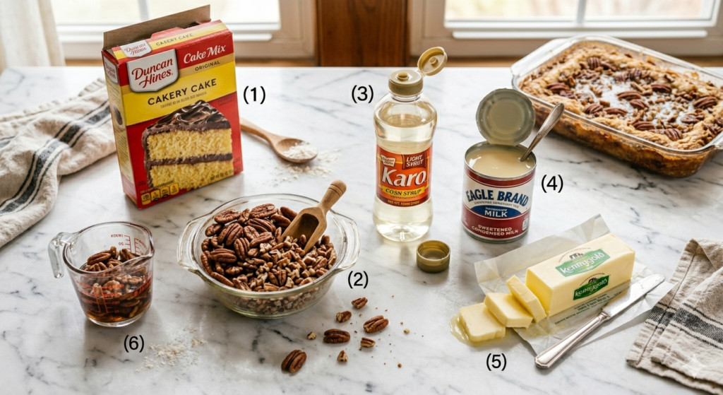 The Best Pecan Pie Dump Cake Recipe ingredients